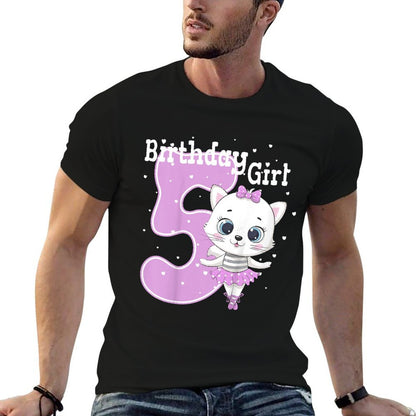 Kids 5th Birthday Girls Cat Birthday Girl 5 Years Old Kitty  Versatile T-Shirt