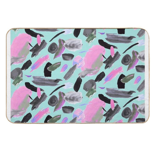 Mint And Pink Abstract Painting  Multi-Purpose Bath Mat