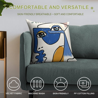 Minimal  Cute Face Soft Washable Throw Pillow