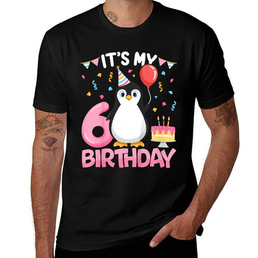 Kids Penguin Birthday 6 Year Old Girl 6th Birthday Party Six  Graphic-printed T-Shirt