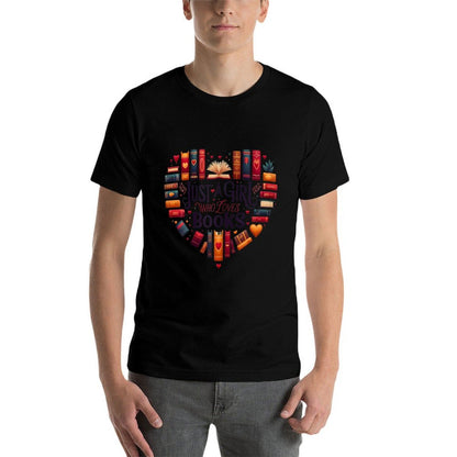 Cute Just A Girl Who Loves Books - Heart Shape Reader  Durable T-Shirt