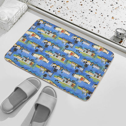 Mid Century Modern Homes of The Desert Under A Night Sky with Stars  Rapid-Drying Bath Mat