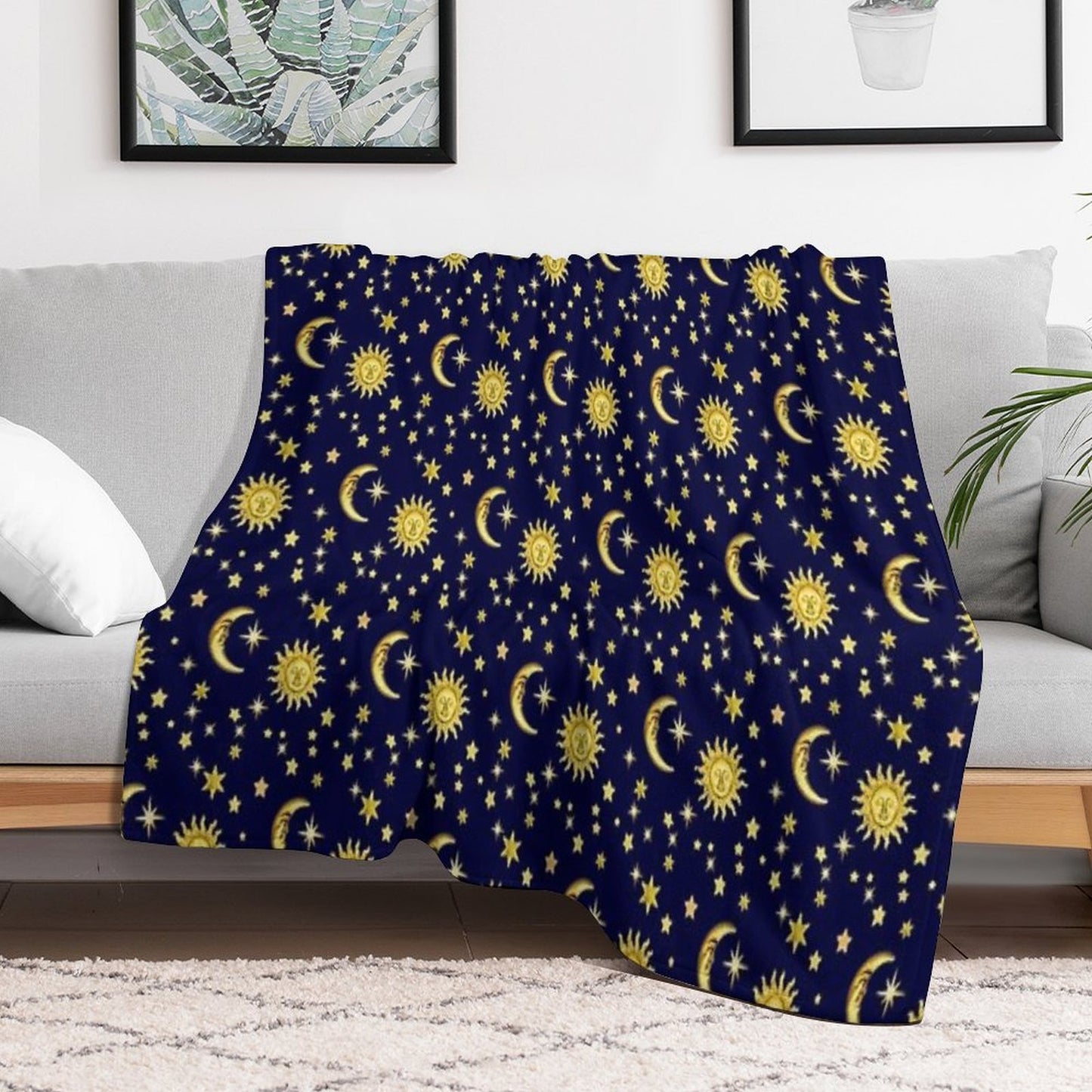 Sun, Moon & Stars Quick-dry Throw Blanket