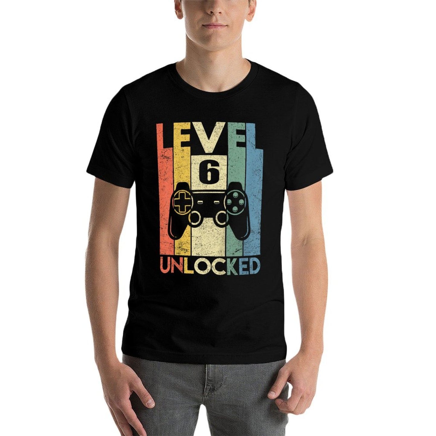 Level 6 Unlocked Funny Video Gamer 6th Birthday Gift  Wrinkle-resistant T-Shirt