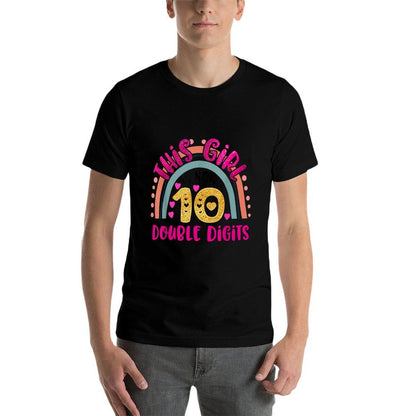 This Girl Is Now 10 Double Digits Birthday Gifts 10 Year Old  Eco-friendly Material T-Shirt