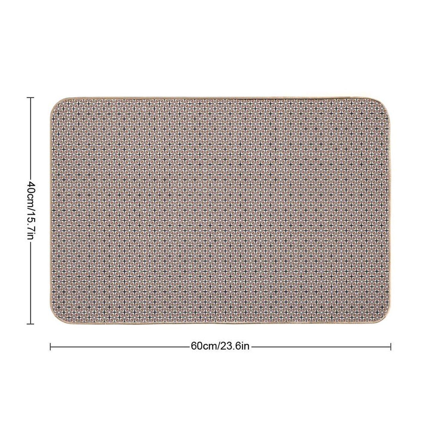 Earth Tones Diamonds And Crosses  Non-Slip Bath Mat