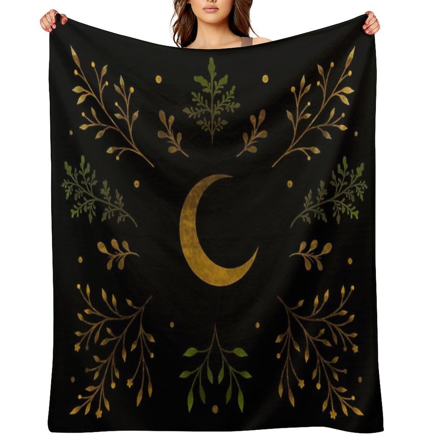 Crescent Moon Gold Premium Throw Blanket