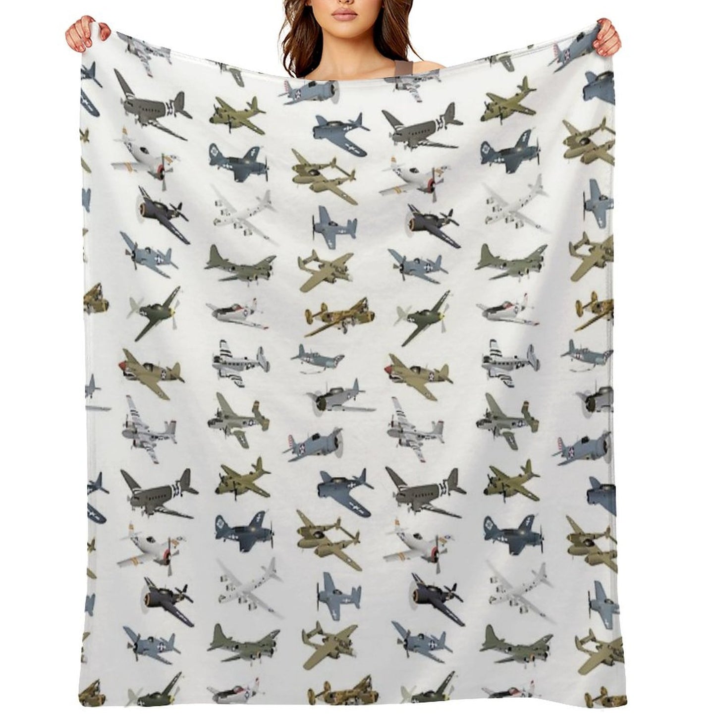 Various American WW2 Airplanes Wrinkle-free Throw Blanket