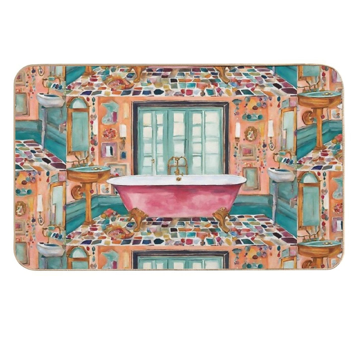 Pink Bejeweled Bathtub Durable Bath Mat