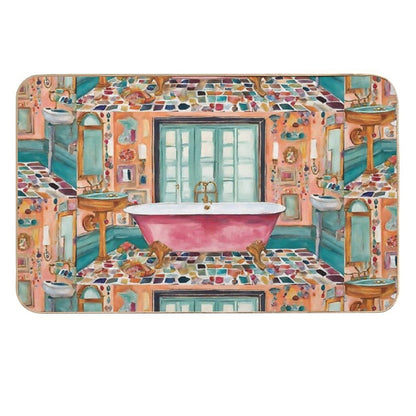 Pink Bejeweled Bathtub Durable Bath Mat