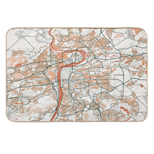Prague City Map of Czech Republic - Bohemian  Odorless Bath Mat