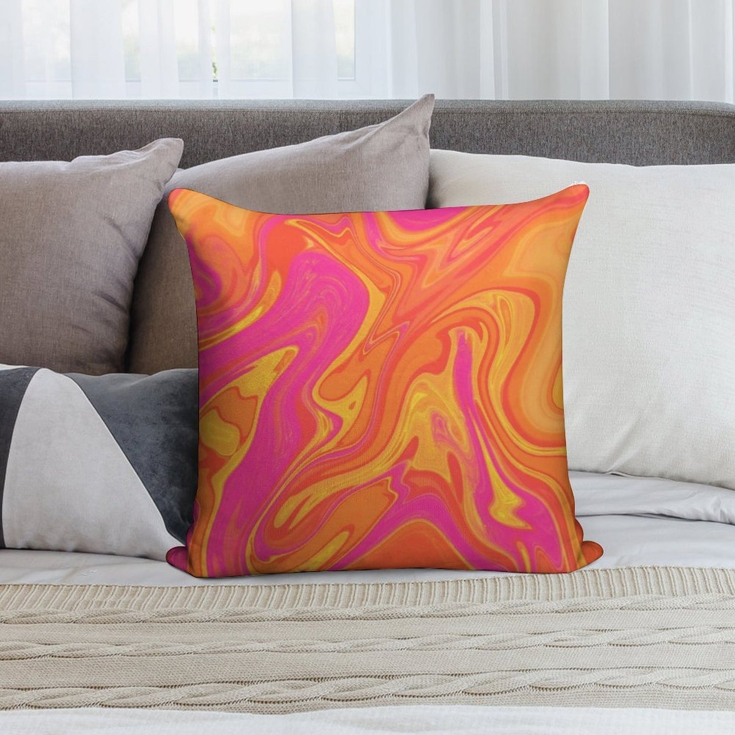 Orange And Pink Swirl Soft Bedroom Essential Throw Pillow