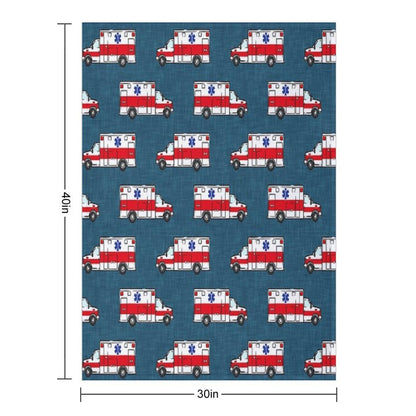 Ambulance on Dark Blue Anti-pilling Throw Blanket