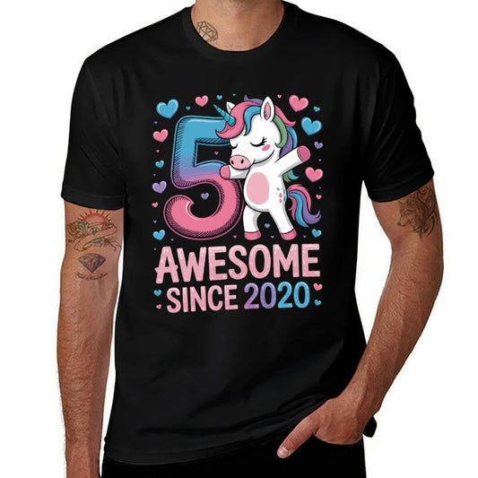 Awesome Since 2020 Dabbing Unicorn 5th Birthday Party  Affordable Price T-Shirt