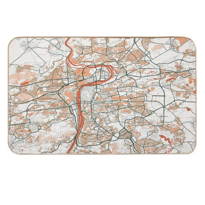 Prague City Map of Czech Republic - Bohemian  Odorless Bath Mat