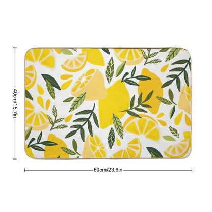 Lemon Blooms on White  Anti-Trip Bath Mat