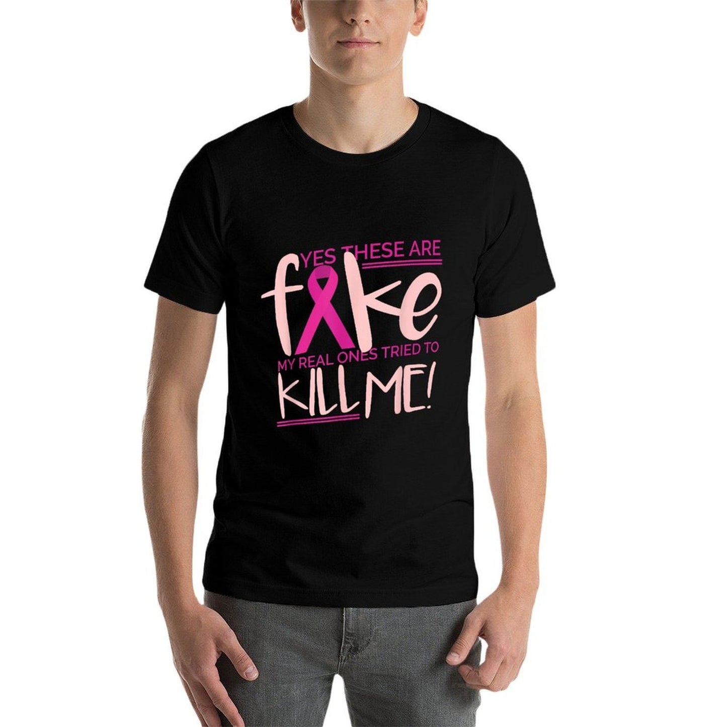 YES THESE ARE FAKE MY REAL ONES TRIED TO KILL ME Funny Meme  Oversized Silhouette T-Shirt