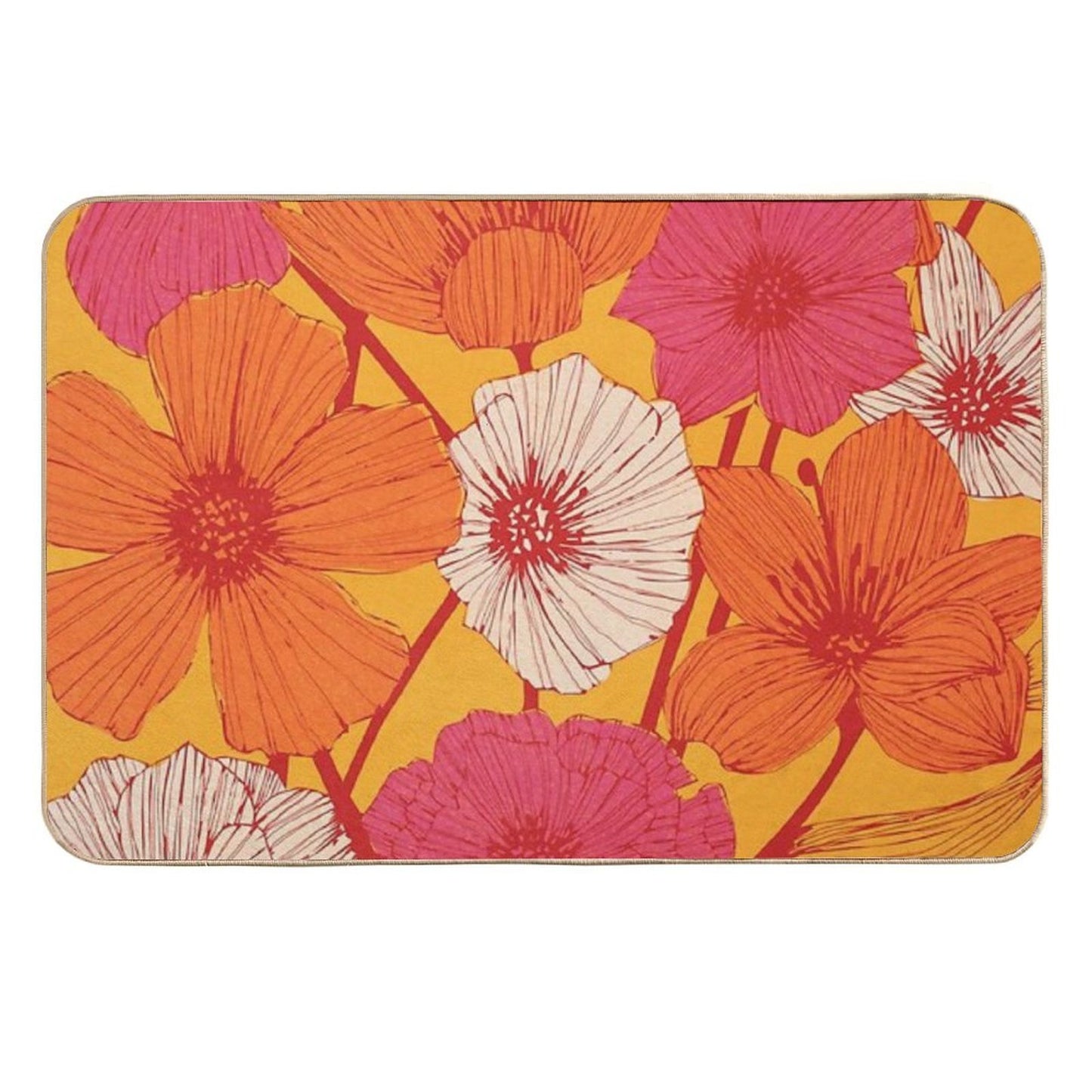Summer Flowers  High-Traffic Bath Mat