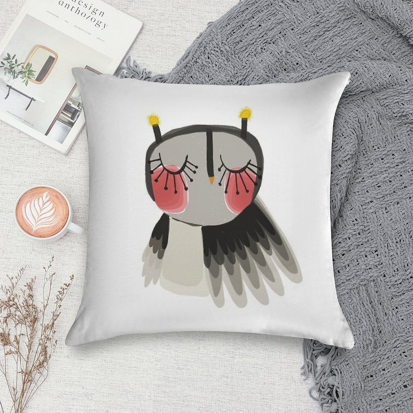 Rosy Cheeks Owl Soft Warmth Comfort Throw Pillow