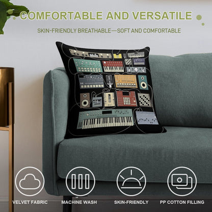 Electronic Musician Synthesizer And Drum Machine Dj Soft Easy Maintenance Throw Pillow