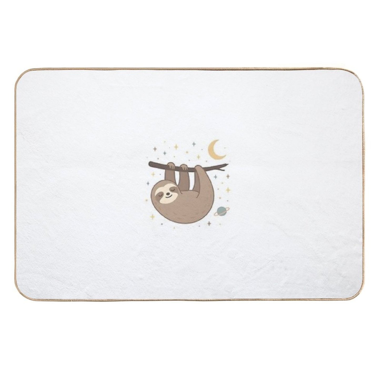 Cosmic Sloth – Sleepy Sloth Hanging in Space  Fade-Resistant Bath Mat