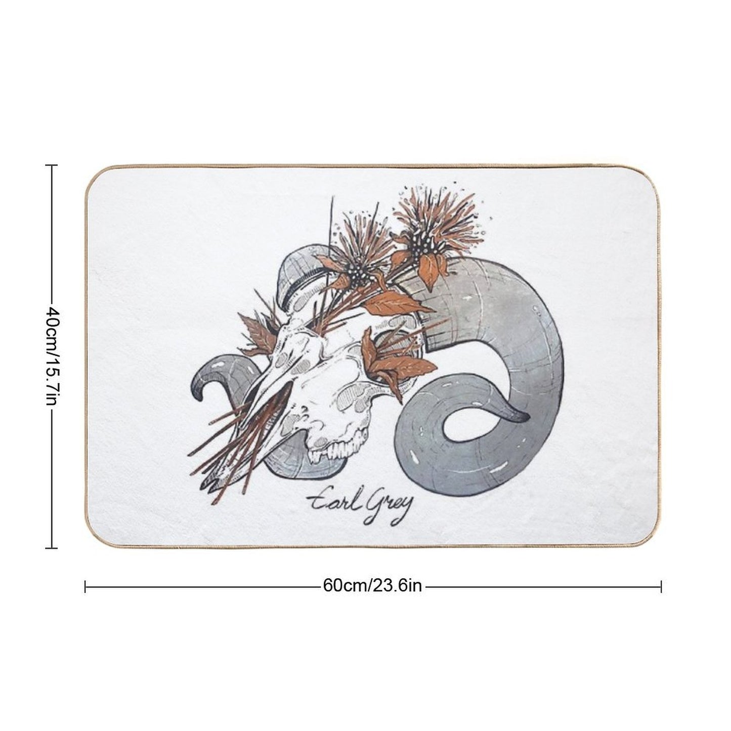 MorbidiTea - Earl Grey with Ram Skull  Dirt-Trapping Bath Mat