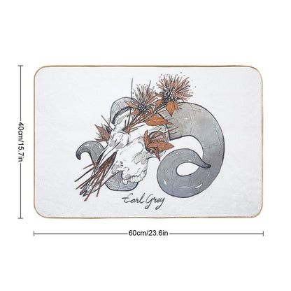 MorbidiTea - Earl Grey with Ram Skull  Dirt-Trapping Bath Mat