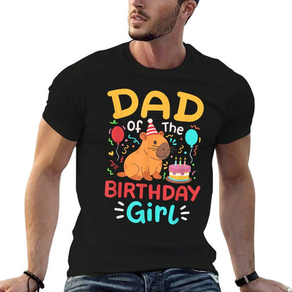 Dad Of The Birthday Girl Kids Cute Capybara Bday Family  Lightweight T-Shirt
