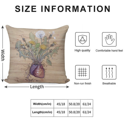 Dandelion Heart Soft High-Density Material Throw Pillow