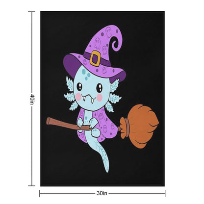 Adorable Axolotl in A Witch Costume Versatility Throw Blanket