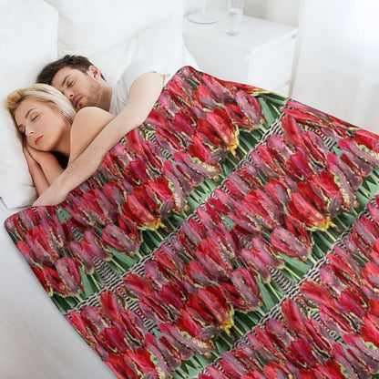 Parrot Tulips Floral Design Travel-friendly Throw Blanket