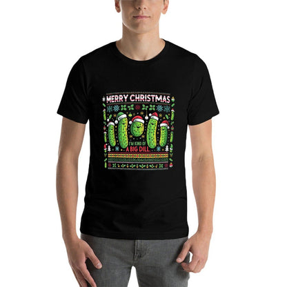 Merry Christmas Ugly Christmas Sweater Big Dill Pickle Funny  Fade-proof Color T-Shirt