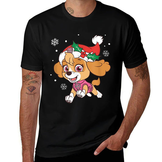Paw Patrol Skye Christmas Hat Snowflake Cheer  Summer-ready Fabric T-Shirt