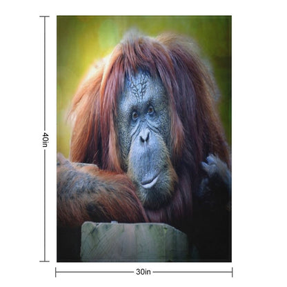 Orangutan Wrinkle-free Throw Blanket