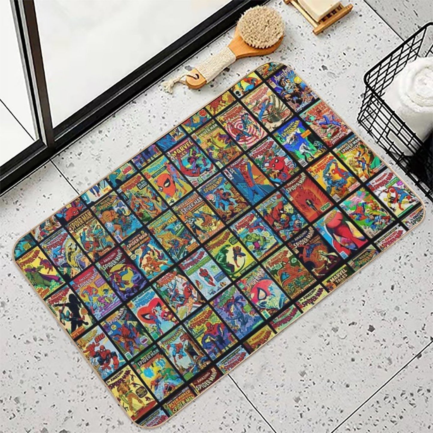 Vintage Superhero Comic Book Collection Pattern 3  Eco-Friendly Bath Mat