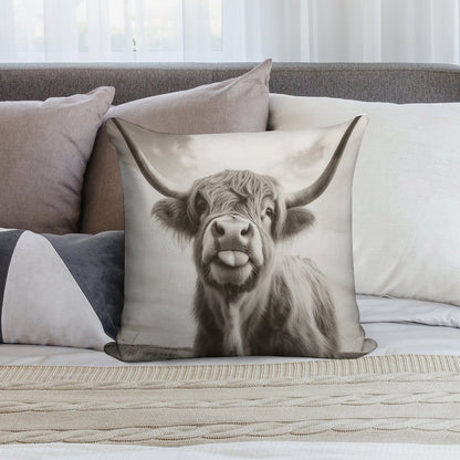 Cheeky Highland Cow Soft Warmth Comfort Throw Pillow