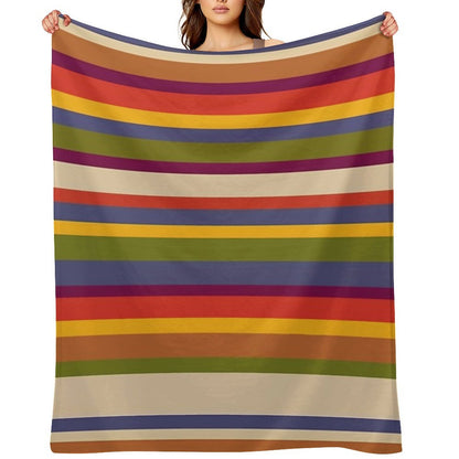 6th Doctor Scarf Pattern Plush Throw Blanket