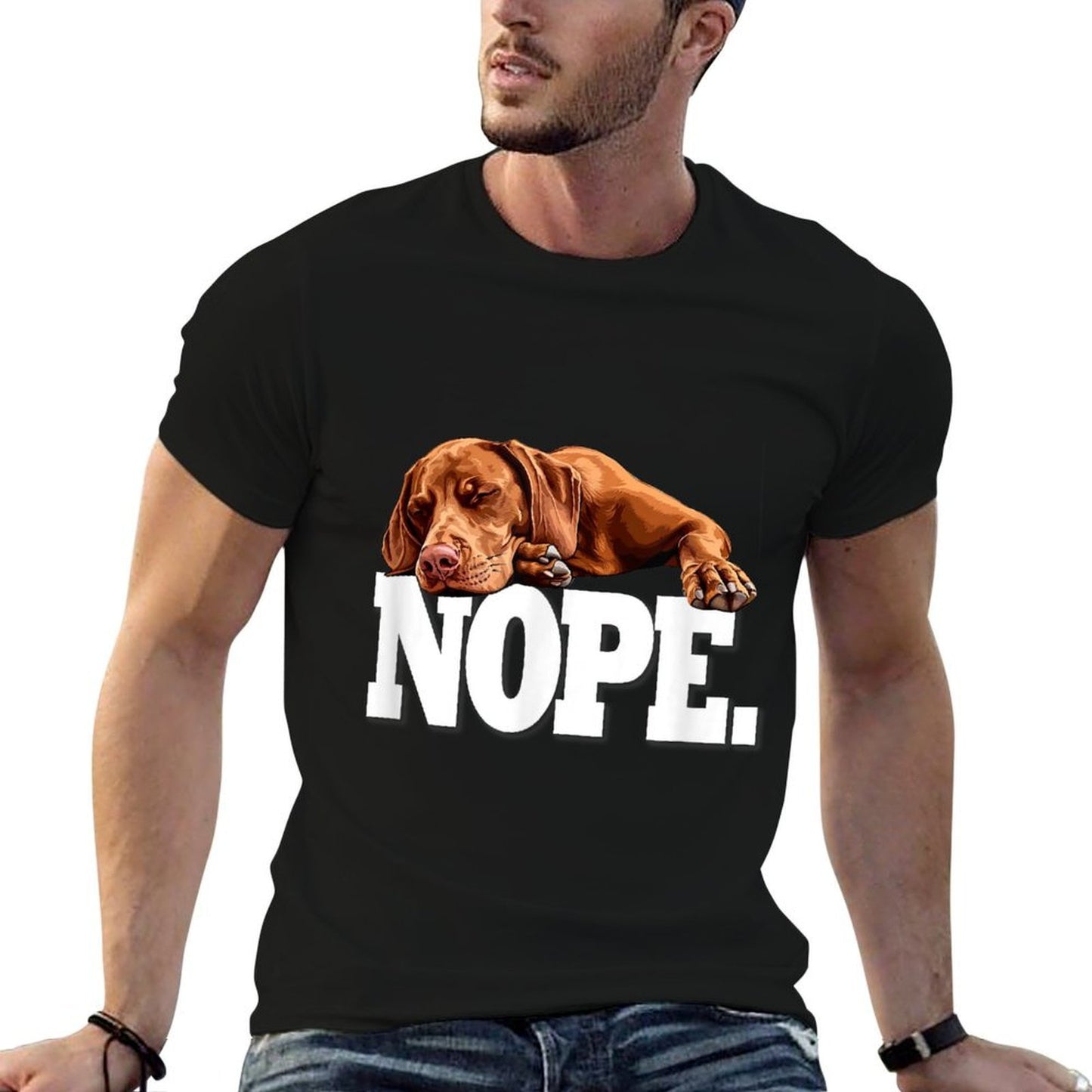 Funny Napping NOPE Vizsla Dog Lover  Rolled Sleeves T-Shirt