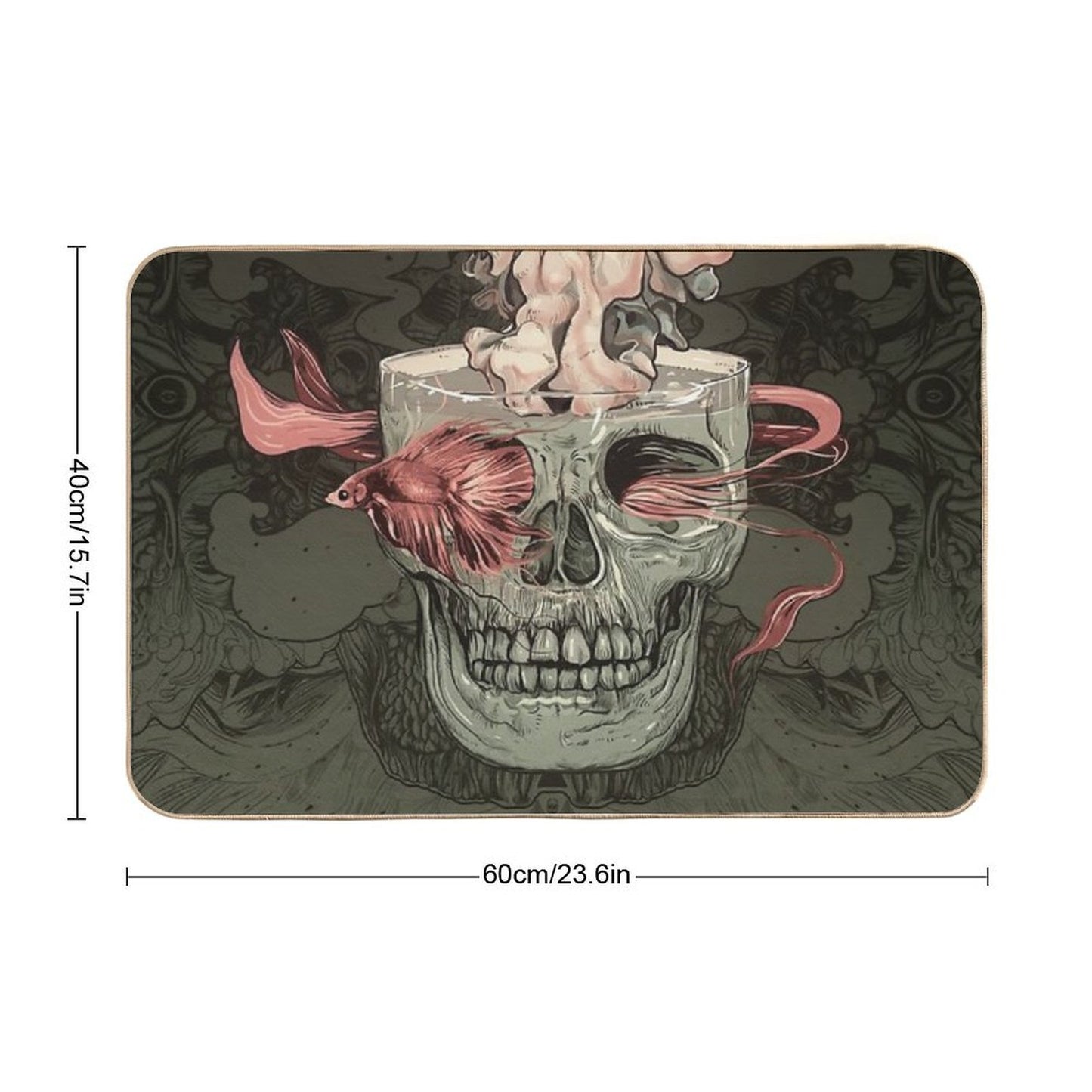 Skull And Red Fish  Dirt-Trapping Bath Mat