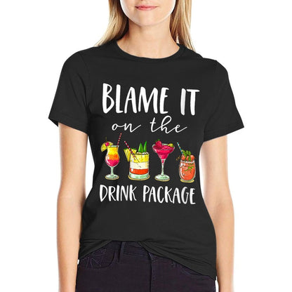 Womens Funny Cruise Gifts Blame It On The Drink Package  Heathered Texture T-Shirt