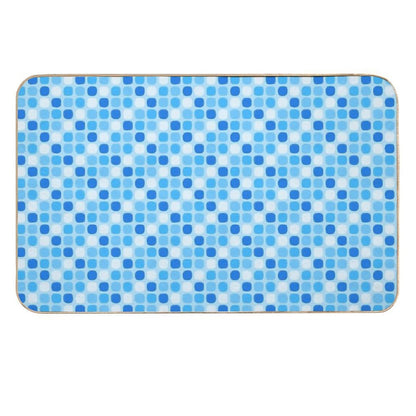 Simple Design - Blue Square Pattern  Slip-Resistant Bath Mat