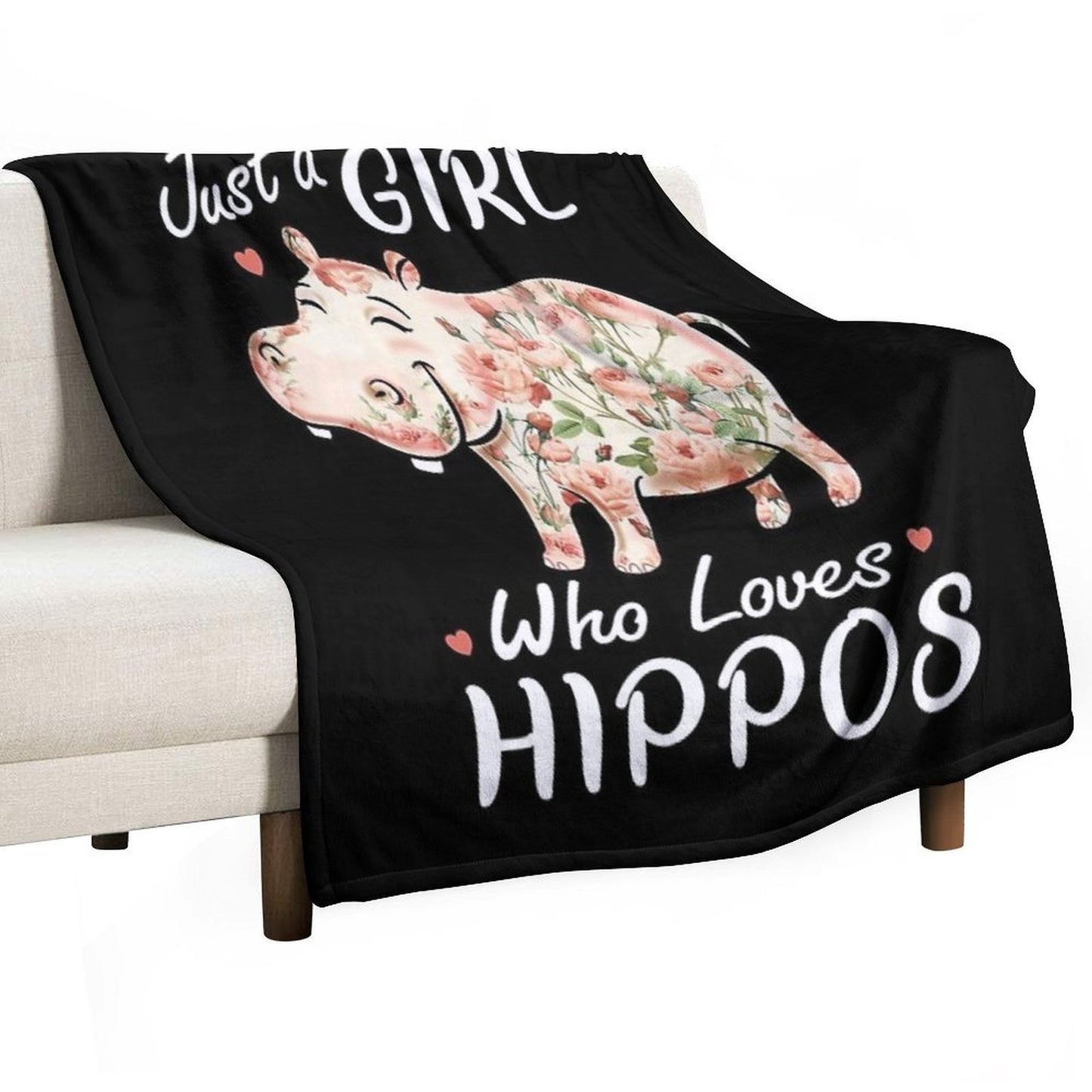 Just A Girl Who Loves Hippos Flower Hippopotamus Sustainable Throw Blanket