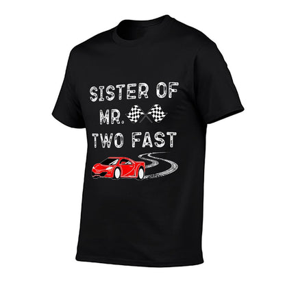 Boy 2nd Birthday Racer Sister Mr. Two Fast 2nd Race Car Bday  Soft T-Shirt