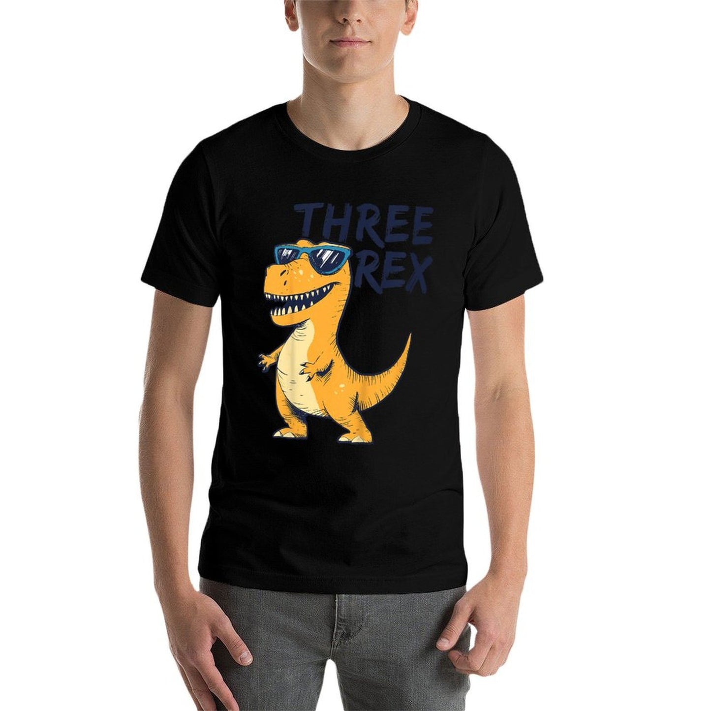 Kids Three Rex 3rd Birthday Gifts Third Dinosaur Boy 3 Years Old  Summer-ready Fabric T-Shirt