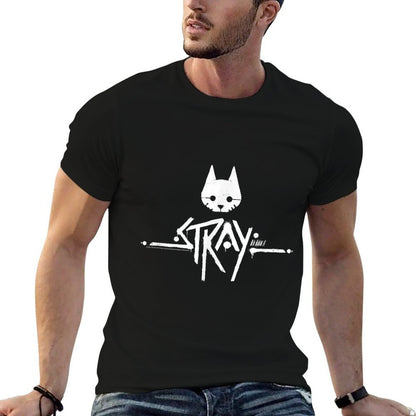 Stray Cat Head And Logo  Ribbed Collar T-Shirt