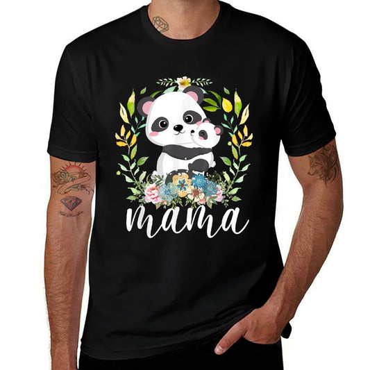 Flowers Mom  Cute Baby Panda - Animal Mama Mothers Day  Lightweight T-Shirt