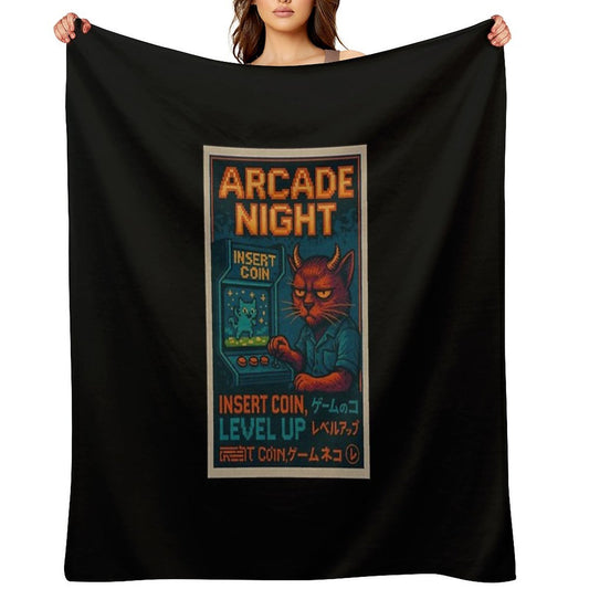 Arcade Night Leveling Up in Silence Quick-dry Throw Blanket