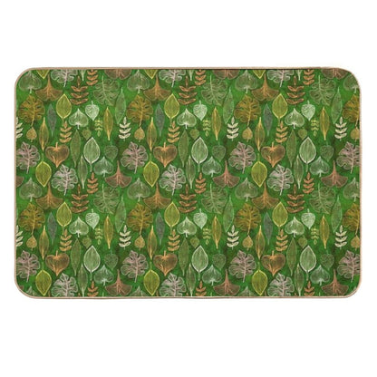 Leaves on Green  Easy Maintenance Bath Mat