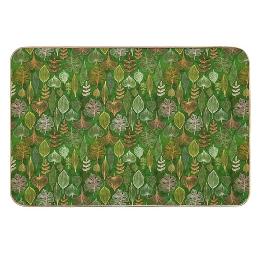 Leaves on Green  Easy Maintenance Bath Mat