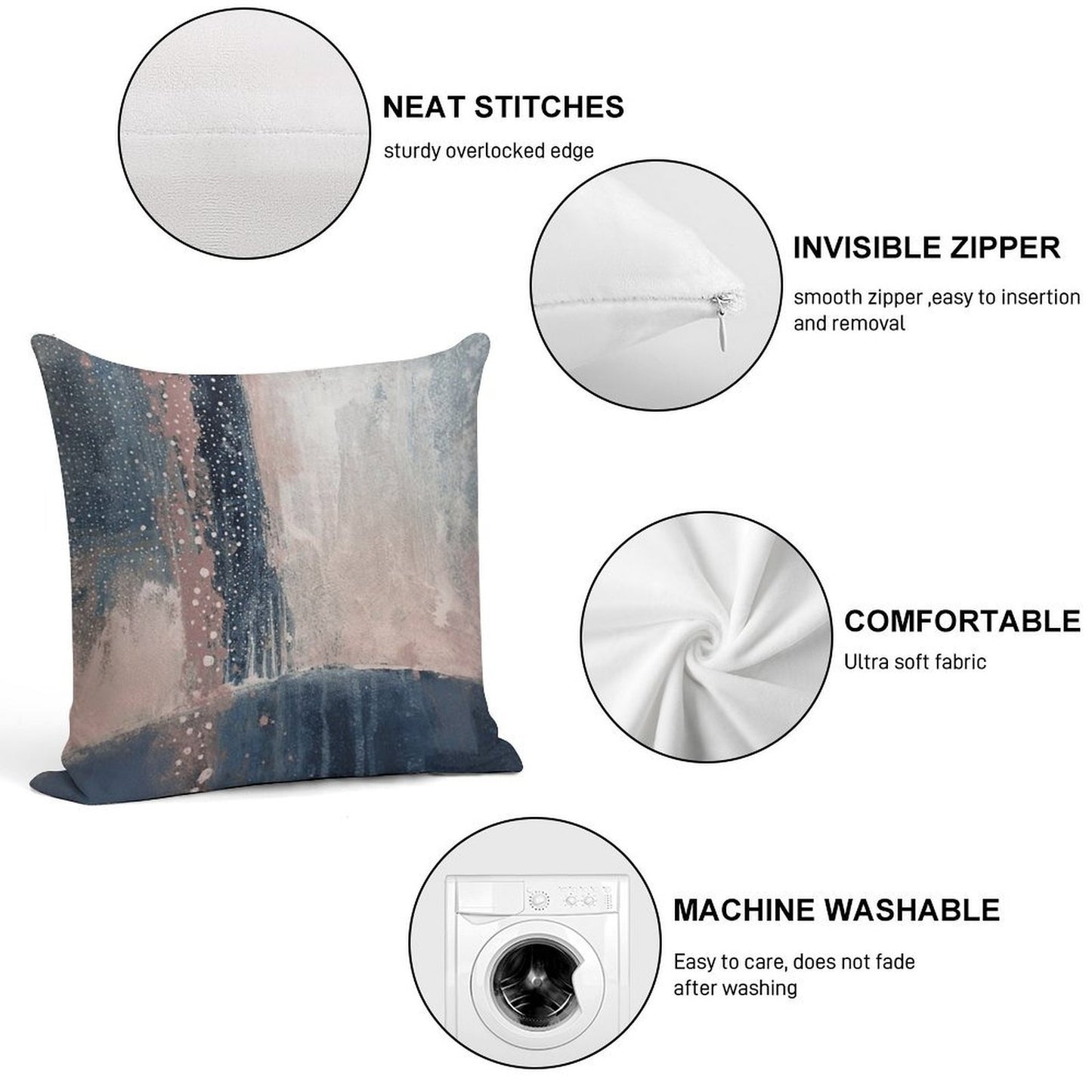 Pink Blue Abstract Soft Warmth Comfort Throw Pillow